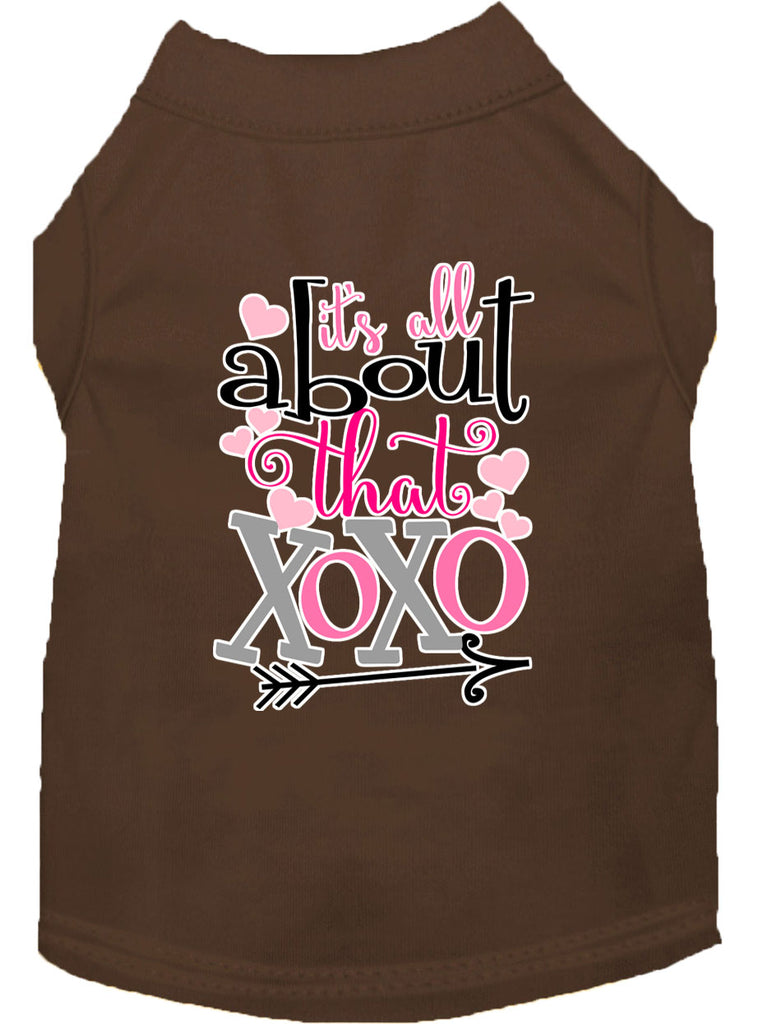 All About That Xoxo Screen Print Dog Shirt Brown Lg