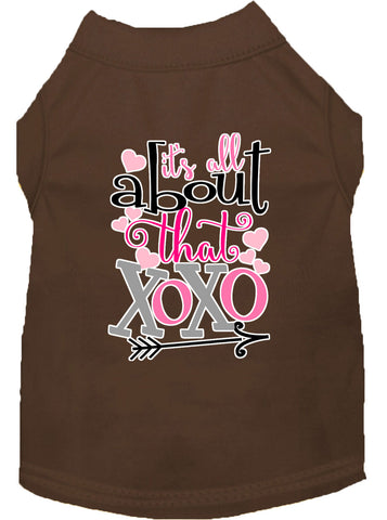 All About That Xoxo Screen Print Dog Shirt Brown Med