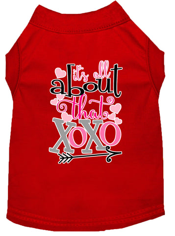 All About That Xoxo Screen Print Dog Shirt Red Xl