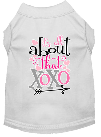 All About That Xoxo Screen Print Dog Shirt White Lg