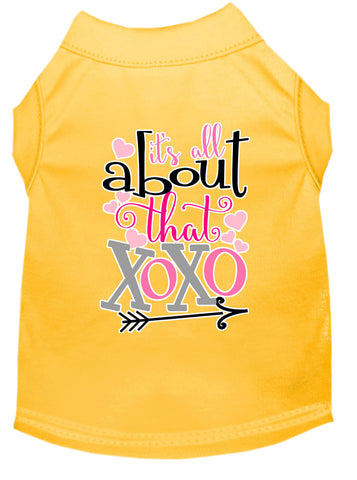 All About That Xoxo Screen Print Dog Shirt Yellow Sm