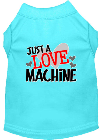 Love Machine Screen Print Dog Shirt Aqua Med