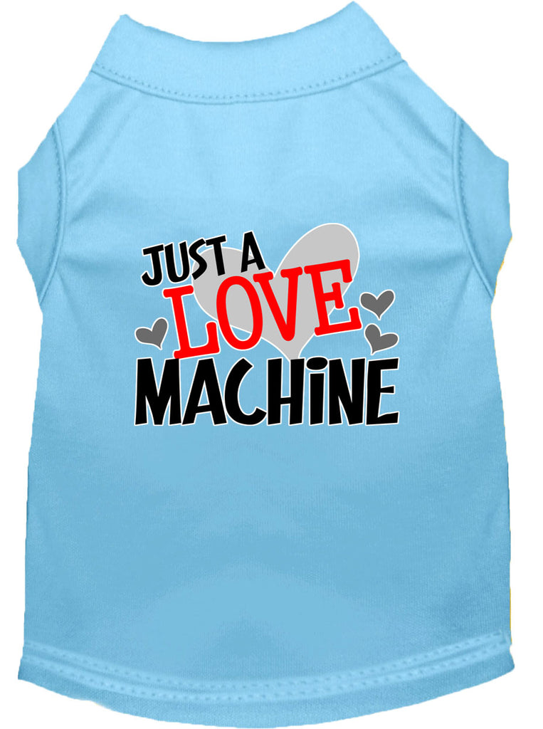 Love Machine Screen Print Dog Shirt Baby Blue Sm