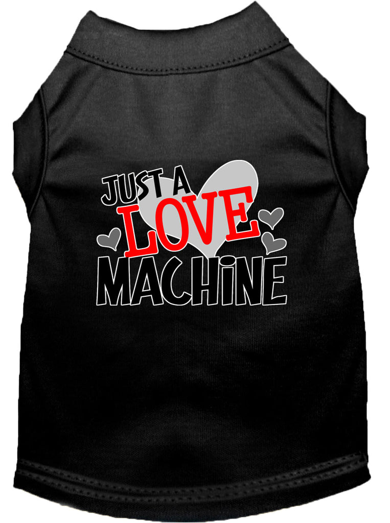 Love Machine Screen Print Dog Shirt Black Sm