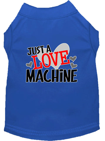 Love Machine Screen Print Dog Shirt Blue Sm