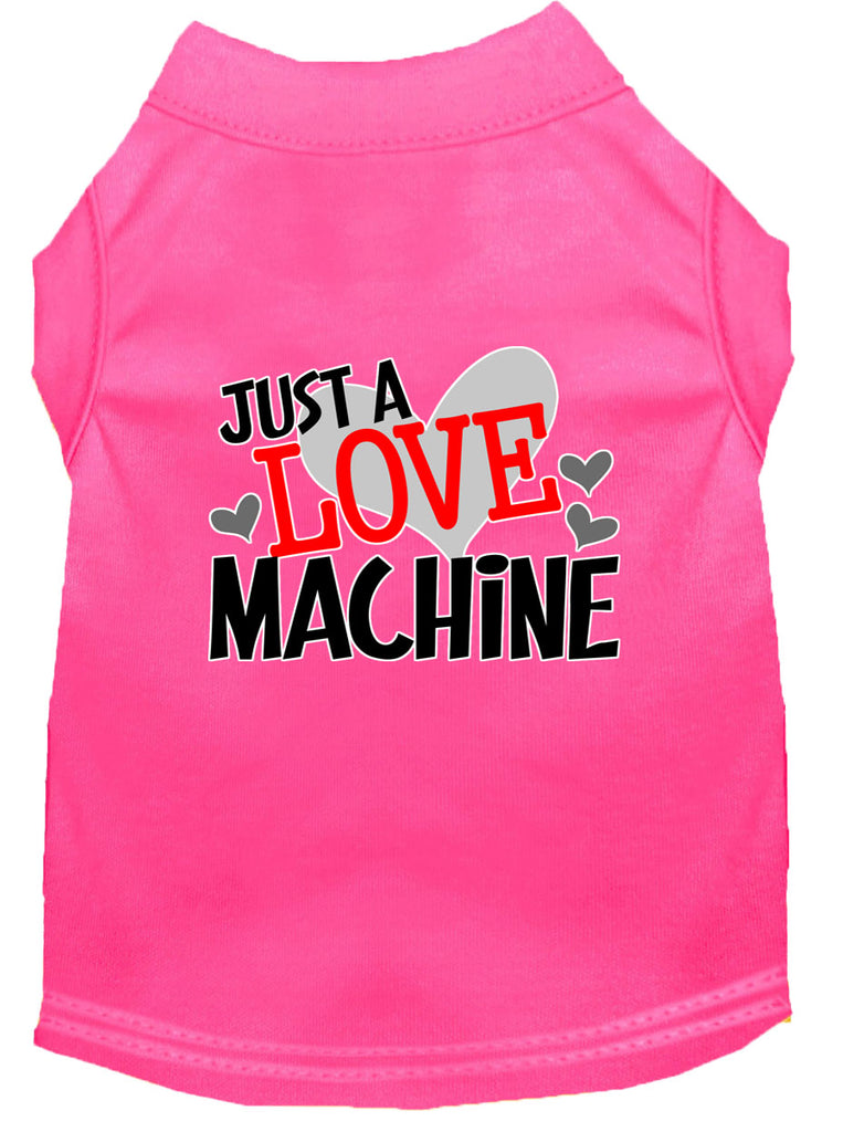 Love Machine Screen Print Dog Shirt Bright Pink Xl