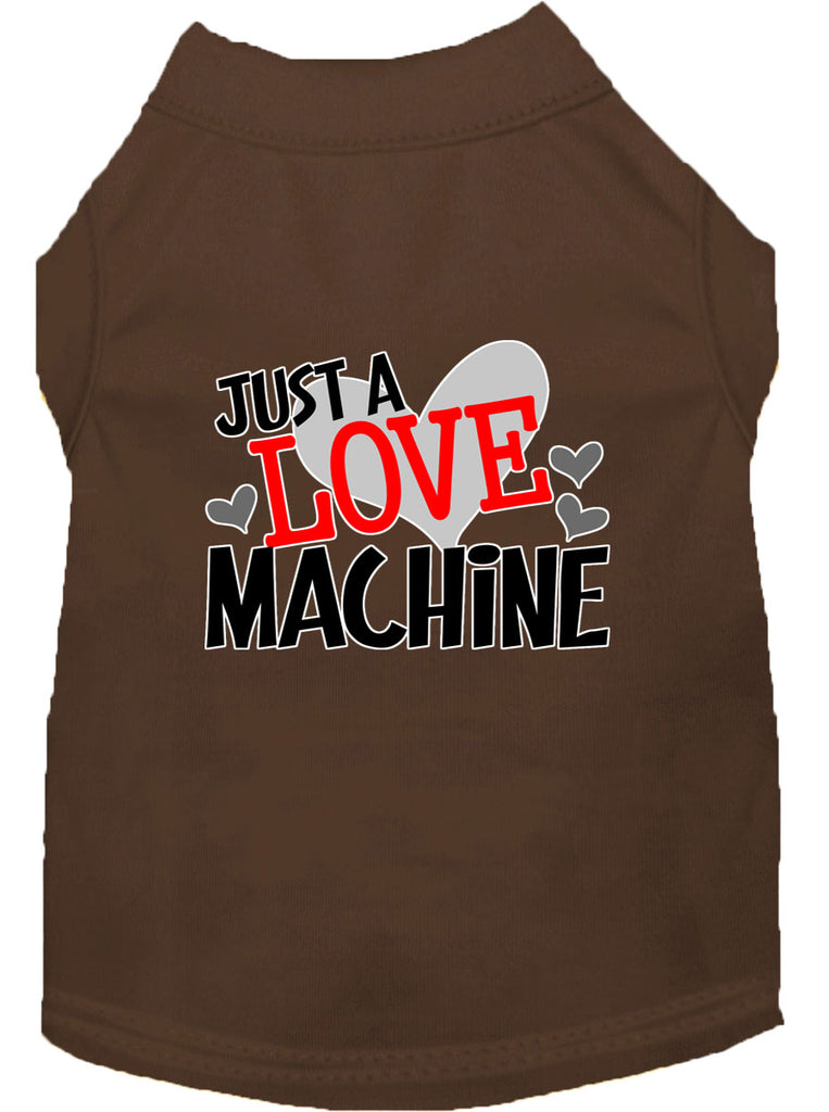 Love Machine Screen Print Dog Shirt Brown Sm