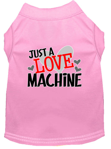 Love Machine Screen Print Dog Shirt Light Pink Med