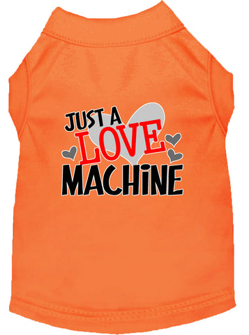 Love Machine Screen Print Dog Shirt Orange Lg