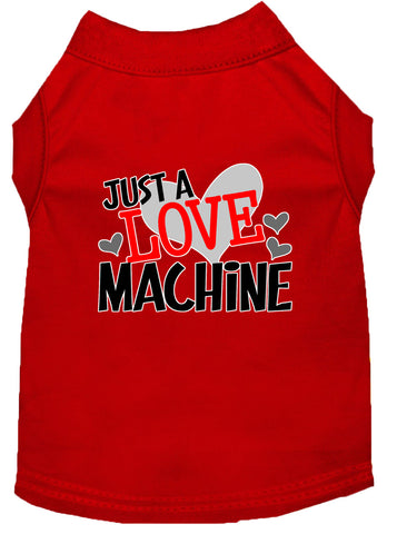 Love Machine Screen Print Dog Shirt Red Lg