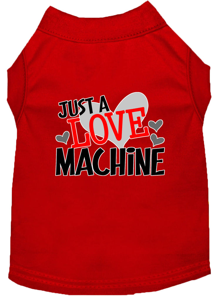 Love Machine Screen Print Dog Shirt Red Med