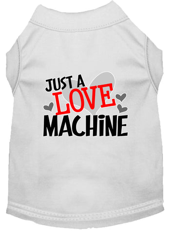 Love Machine Screen Print Dog Shirt White Lg