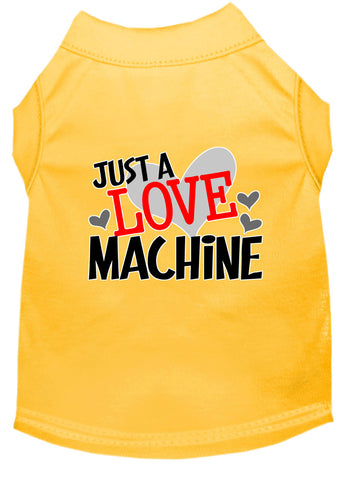 Love Machine Screen Print Dog Shirt Yellow Lg