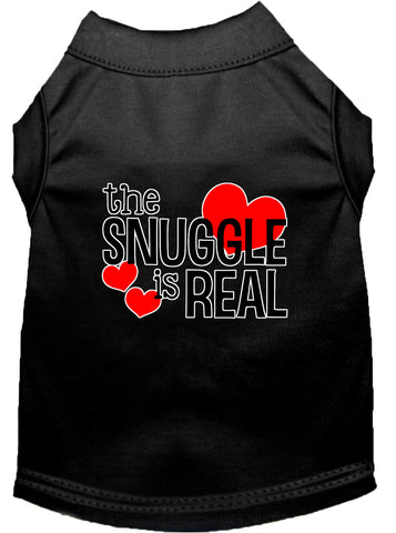 The Snuggle Is Real Screen Print Dog Shirt Black Med