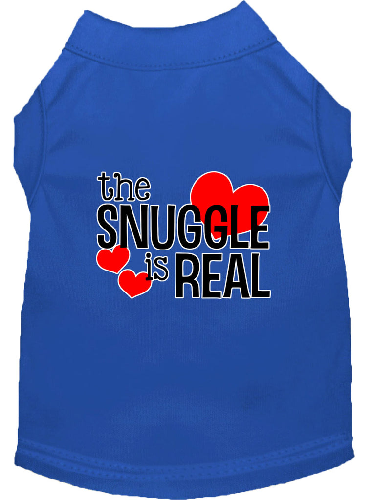 The Snuggle Is Real Screen Print Dog Shirt Blue Med