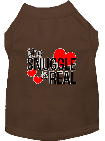 The Snuggle Is Real Screen Print Dog Shirt Brown Lg