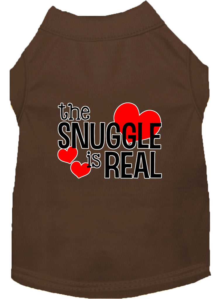 The Snuggle Is Real Screen Print Dog Shirt Brown Sm