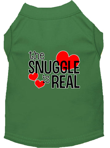 The Snuggle Is Real Screen Print Dog Shirt Green Med