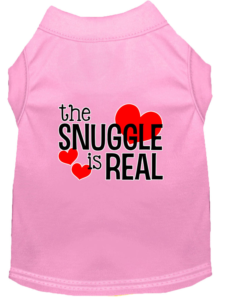 The Snuggle Is Real Screen Print Dog Shirt Light Pink Lg