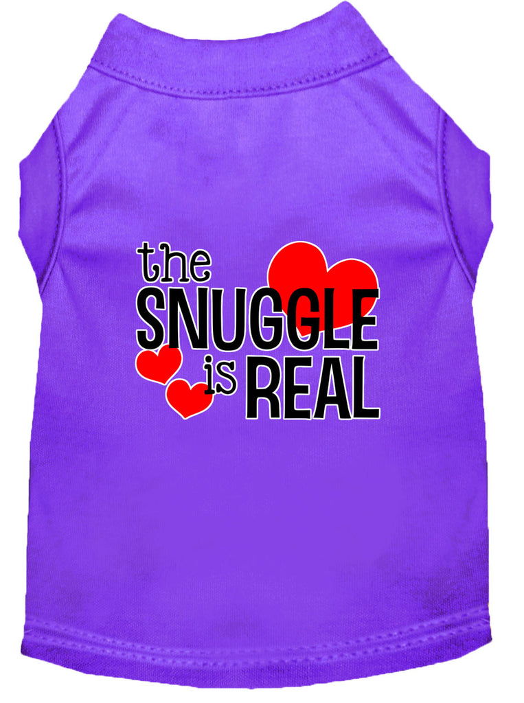 The Snuggle Is Real Screen Print Dog Shirt Purple Lg