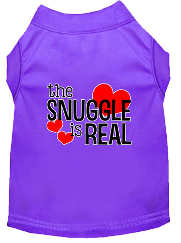 The Snuggle Is Real Screen Print Dog Shirt Purple Lg