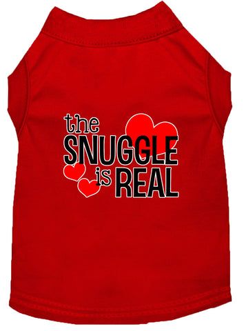 The Snuggle Is Real Screen Print Dog Shirt Red Lg