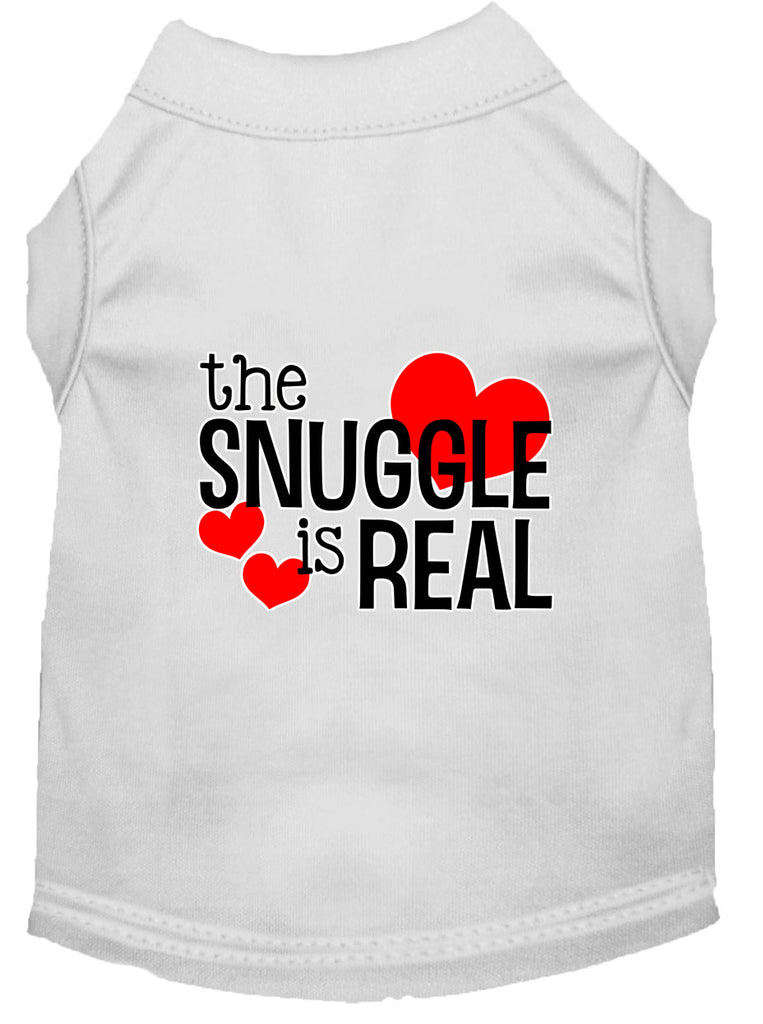 The Snuggle Is Real Screen Print Dog Shirt White Lg