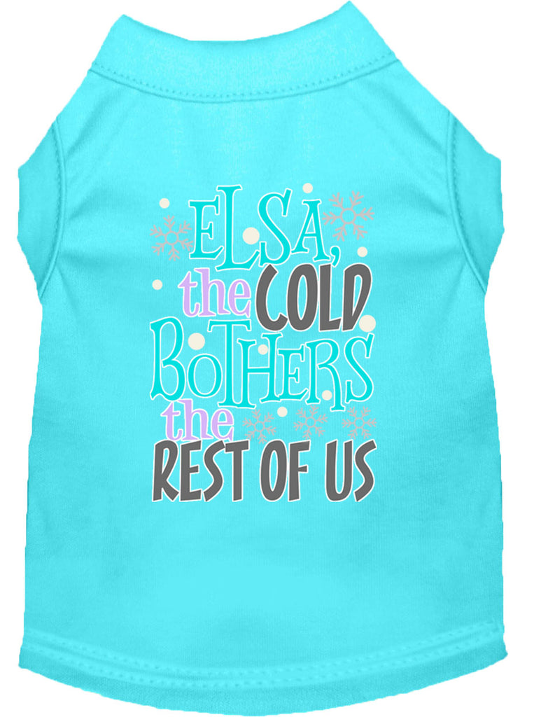 Elsa, The Cold Screen Print Dog Shirt Aqua Lg