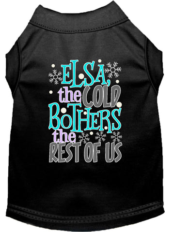 Elsa, The Cold Screen Print Dog Shirt Black Lg