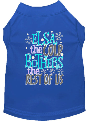 Elsa, The Cold Screen Print Dog Shirt Blue Lg