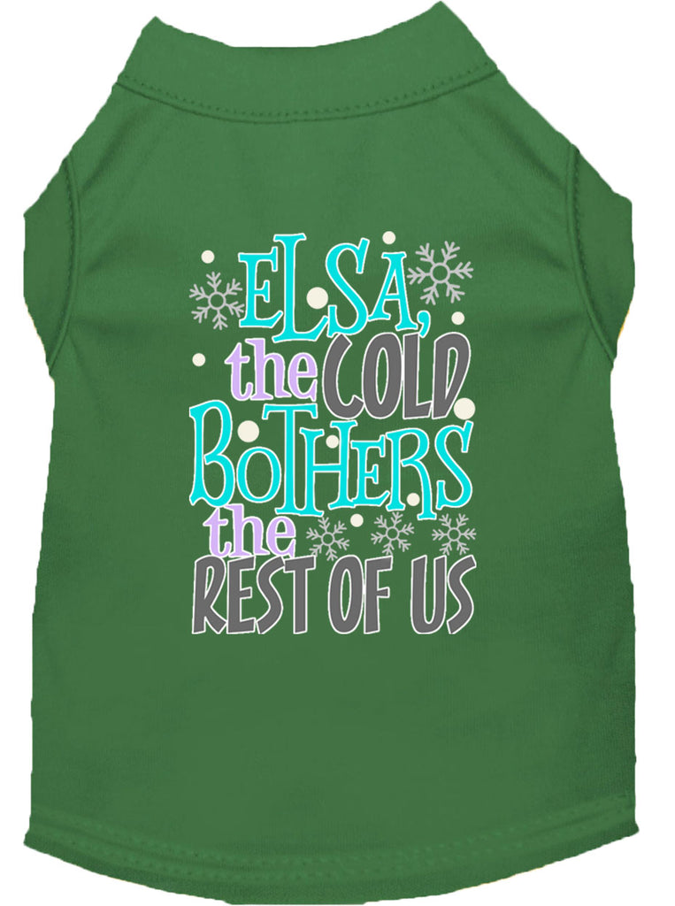 Elsa, The Cold Screen Print Dog Shirt Green Xl