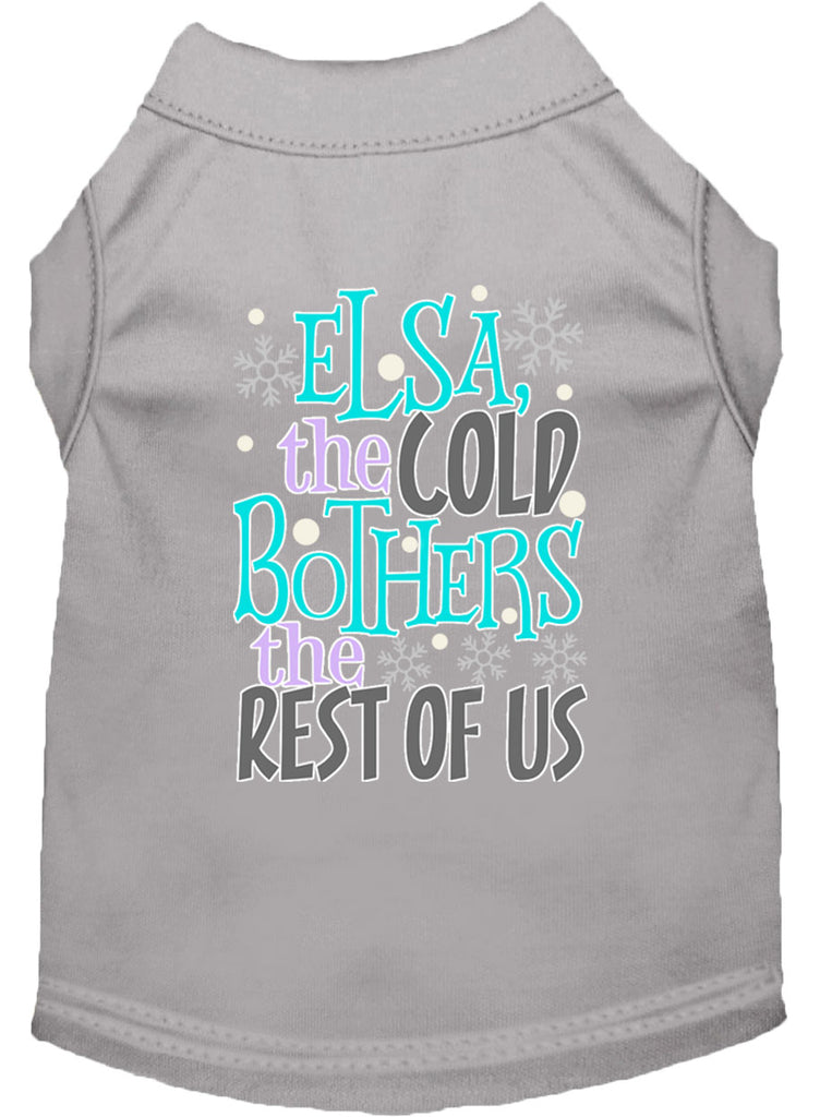 Elsa, The Cold Screen Print Dog Shirt Grey Lg