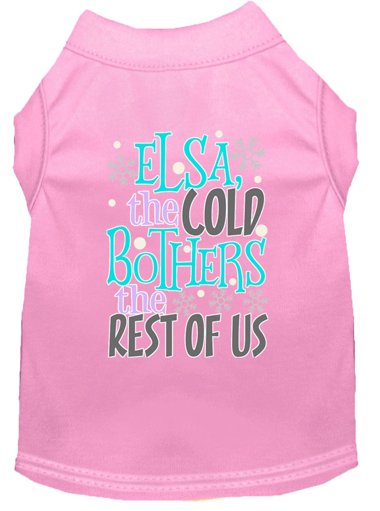 Elsa, The Cold Screen Print Dog Shirt Light Pink Sm