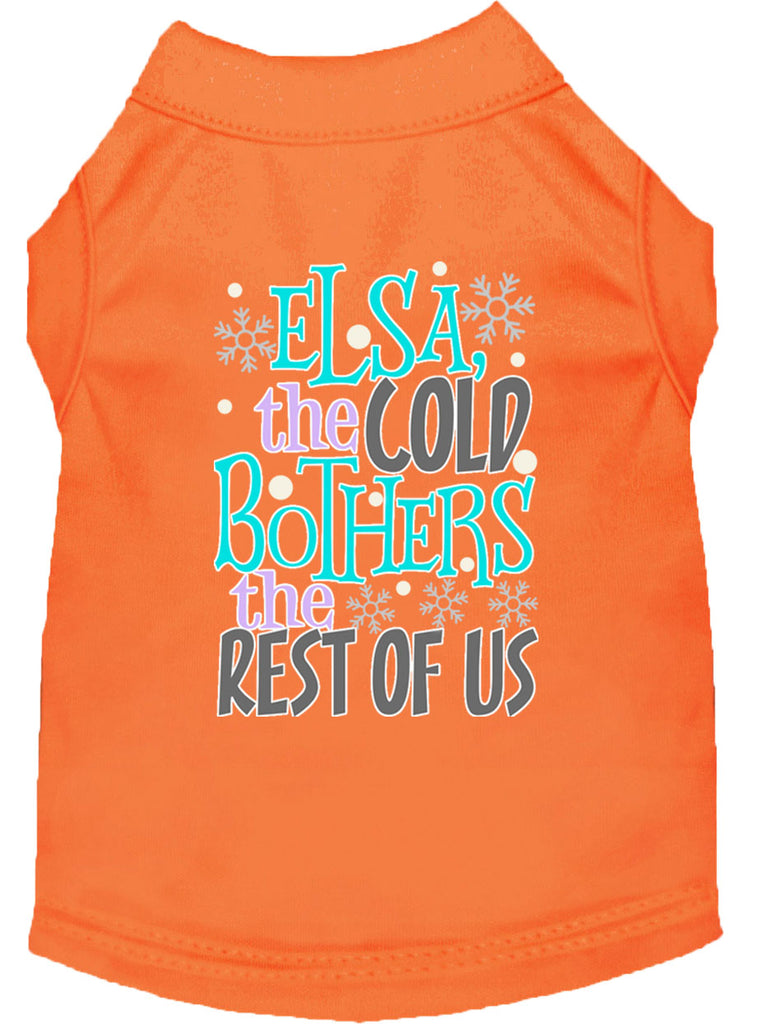 Elsa, The Cold Screen Print Dog Shirt Orange Lg