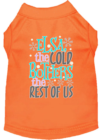 Elsa, The Cold Screen Print Dog Shirt Orange Sm