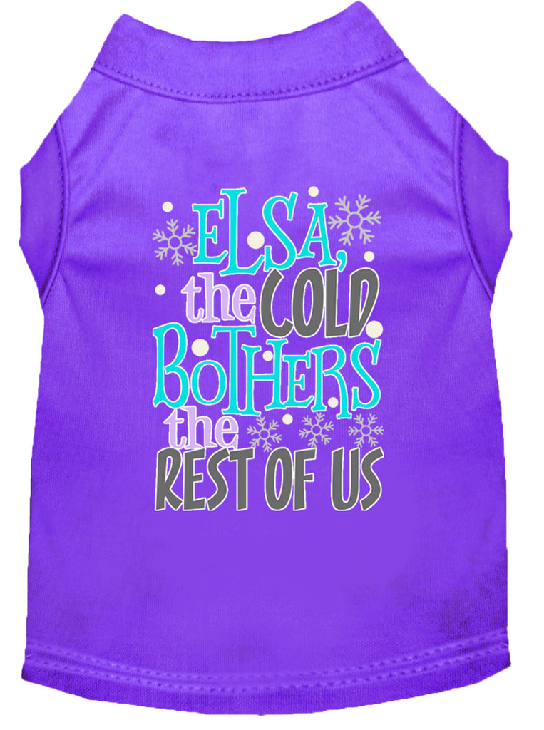 Elsa, The Cold Screen Print Dog Shirt Purple Lg