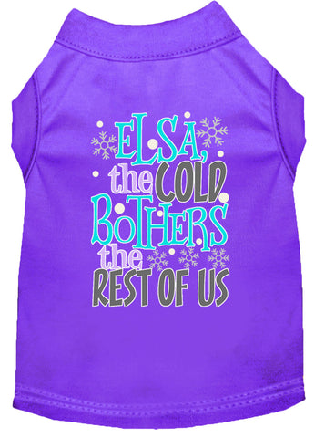 Elsa, The Cold Screen Print Dog Shirt Purple Sm