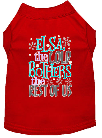 Elsa, The Cold Screen Print Dog Shirt Red Lg