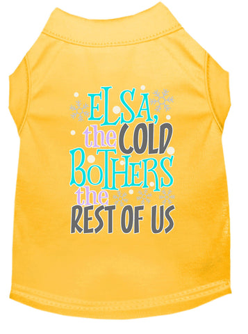 Elsa, The Cold Screen Print Dog Shirt Yellow Lg