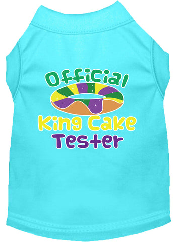 King Cake Taster Screen Print Mardi Gras Dog Shirt Aqua Lg