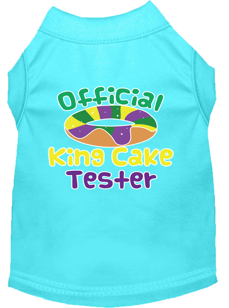 King Cake Taster Screen Print Mardi Gras Dog Shirt Aqua Xl