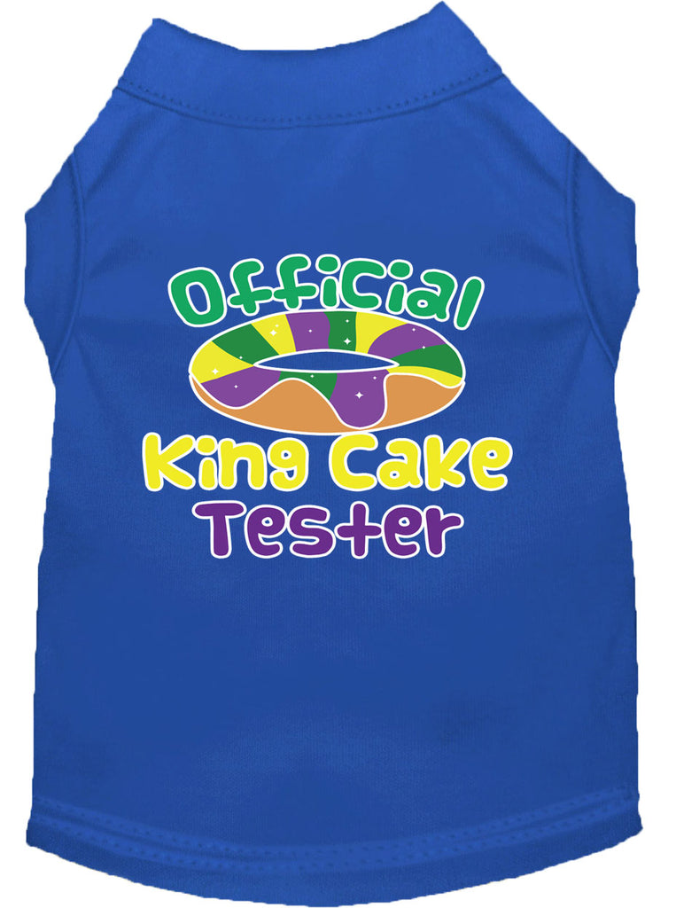 King Cake Taster Screen Print Mardi Gras Dog Shirt Blue Lg