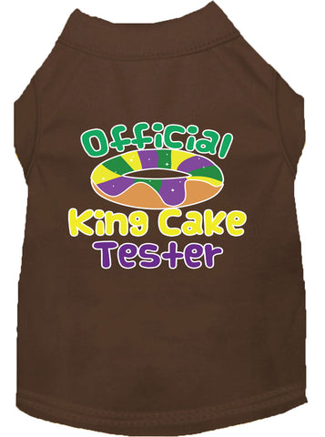 King Cake Taster Screen Print Mardi Gras Dog Shirt Brown Xl