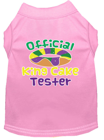 King Cake Taster Screen Print Mardi Gras Dog Shirt Light Pink Med