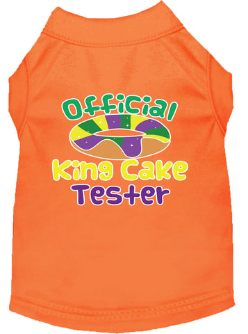 King Cake Taster Screen Print Mardi Gras Dog Shirt Orange Med