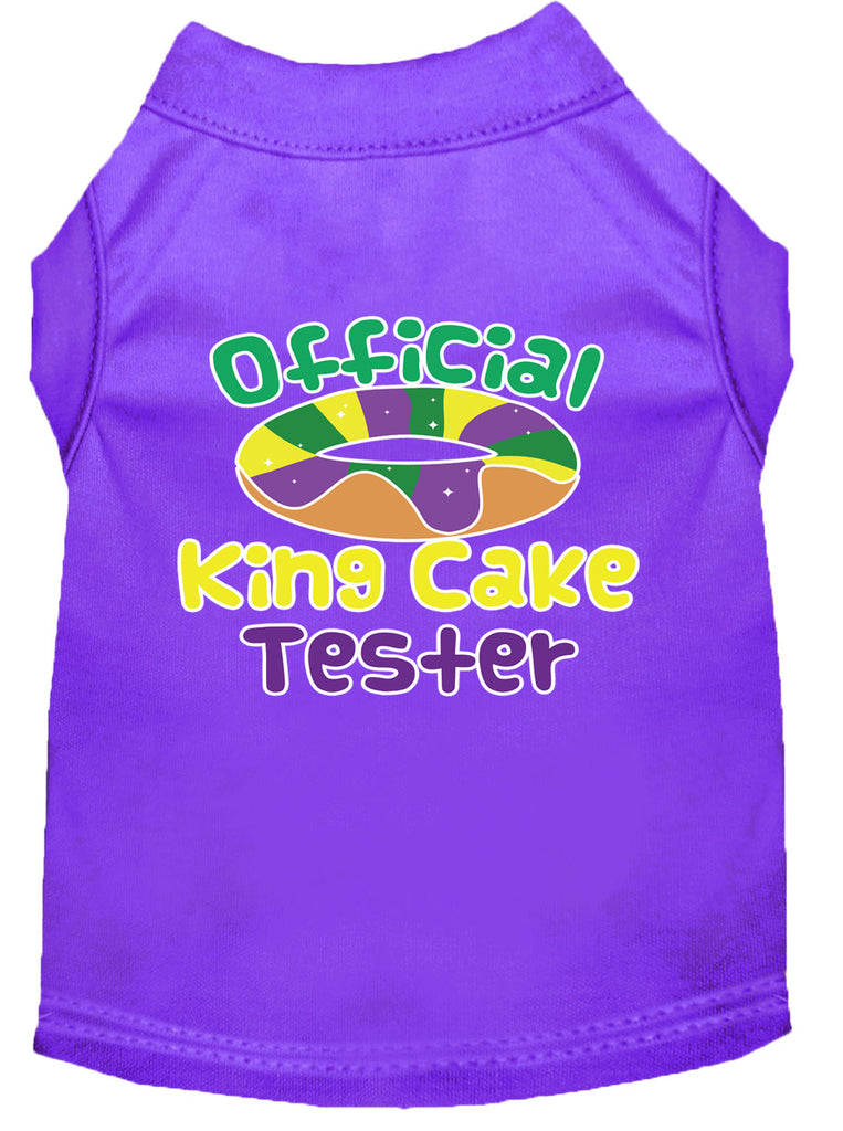 King Cake Taster Screen Print Mardi Gras Dog Shirt Purple Lg