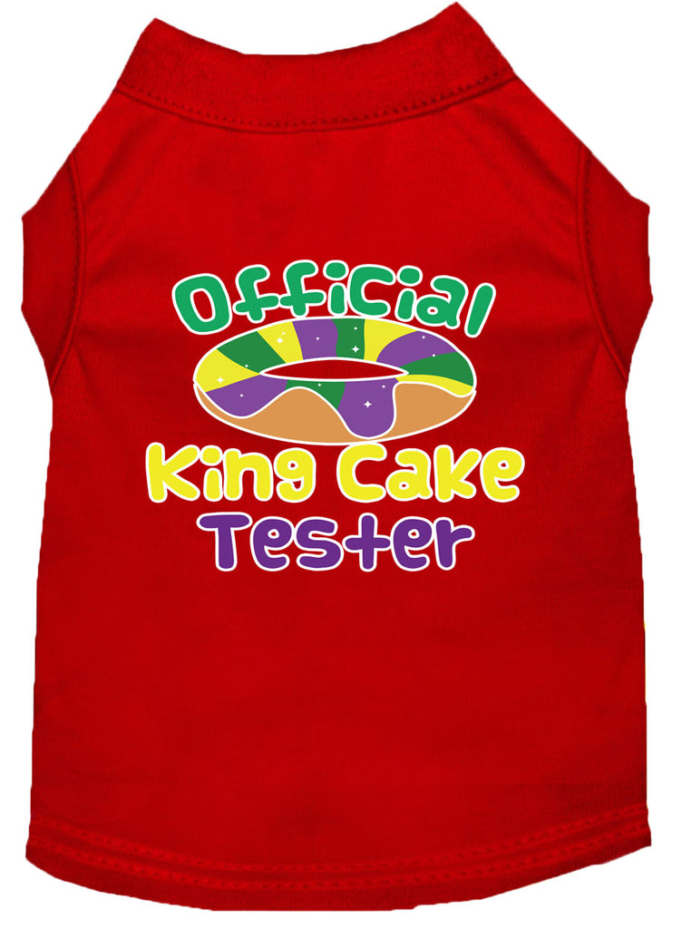 King Cake Taster Screen Print Mardi Gras Dog Shirt Red Xl