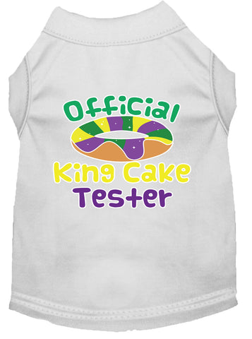 King Cake Taster Screen Print Mardi Gras Dog Shirt White Med