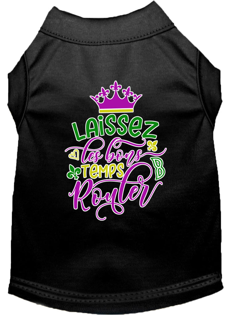 Laissez Les Bons Temps Rouler Screen Print Mardi Gras Dog Shirt Black Xxxl