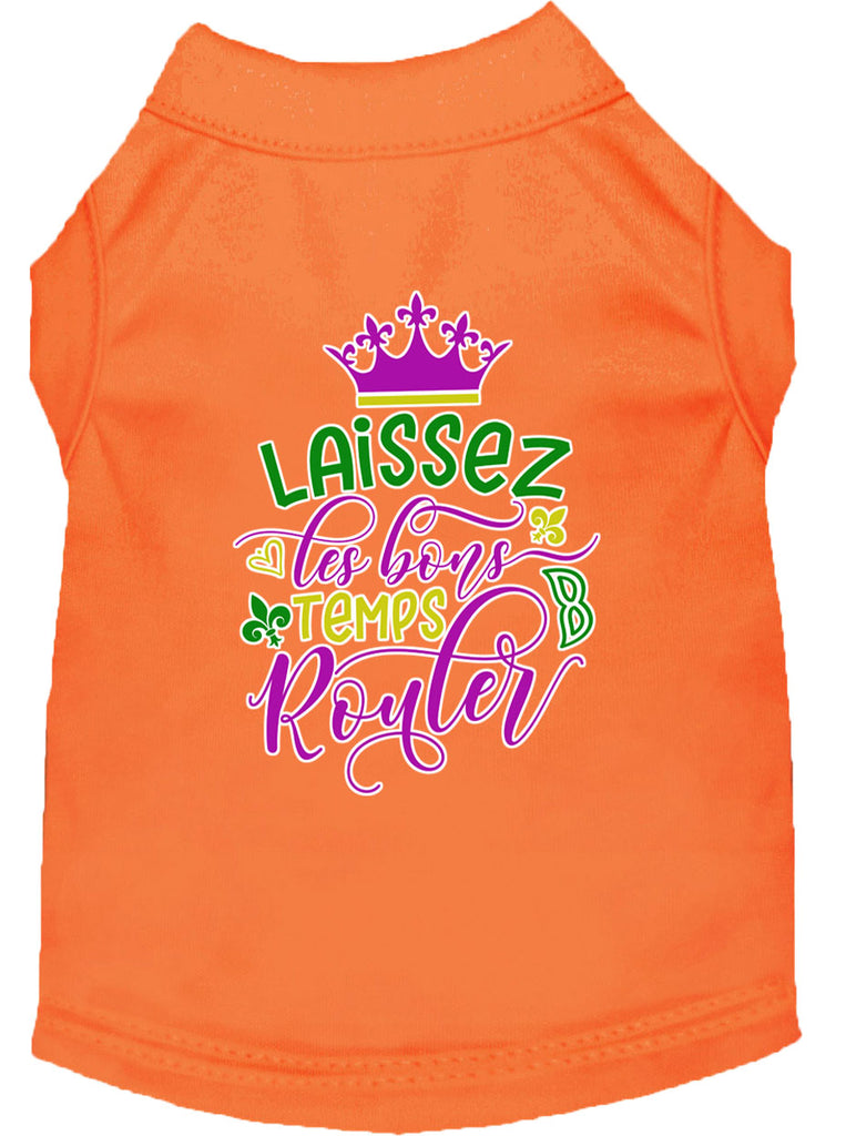 Laissez Les Bons Temps Rouler Screen Print Mardi Gras Dog Shirt Orange Xl